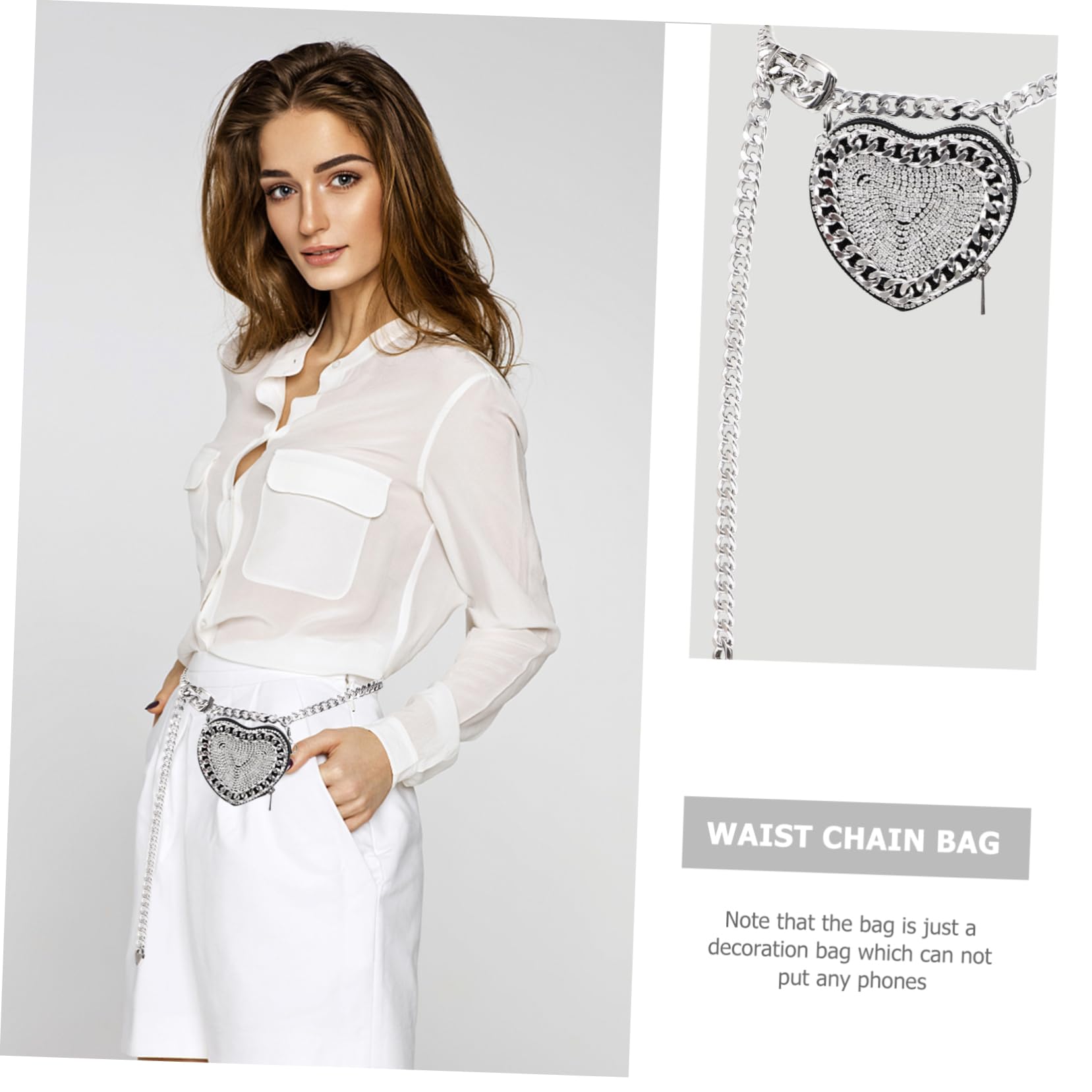 CHILDWEET Strass aus Pu Bauchtasche Kleiner Umhängetasche Damen und Kompakt mit Glitzersteinen und Verstellbarem Gürtel Silberfarben Praktisch für Reisen und Dating