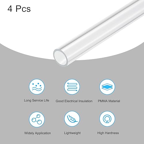 Miniatura 3 de MECCANIXITY Tubo acrílico transparente rígido redondo 12mm(12") DI 15mm(0.6") DE 14" para lámparas y linternas, sistema de refrigeración por agua, 4