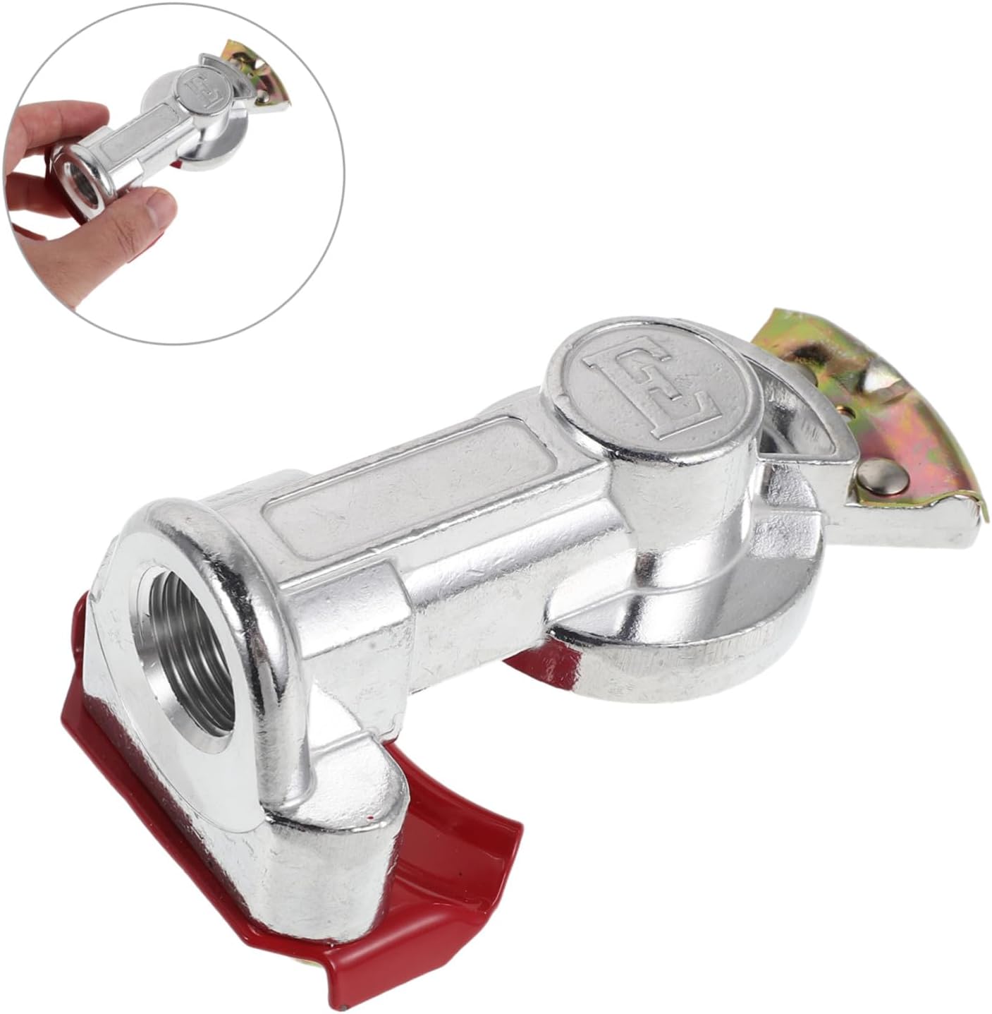 Yardwe Aluminum Glad Hand Connector for Semi Trucks Trailer – Universal Emergency Brake Fittings with Red 1/2” Spiral Hose Coupling Compatible with Air Brake Systems
