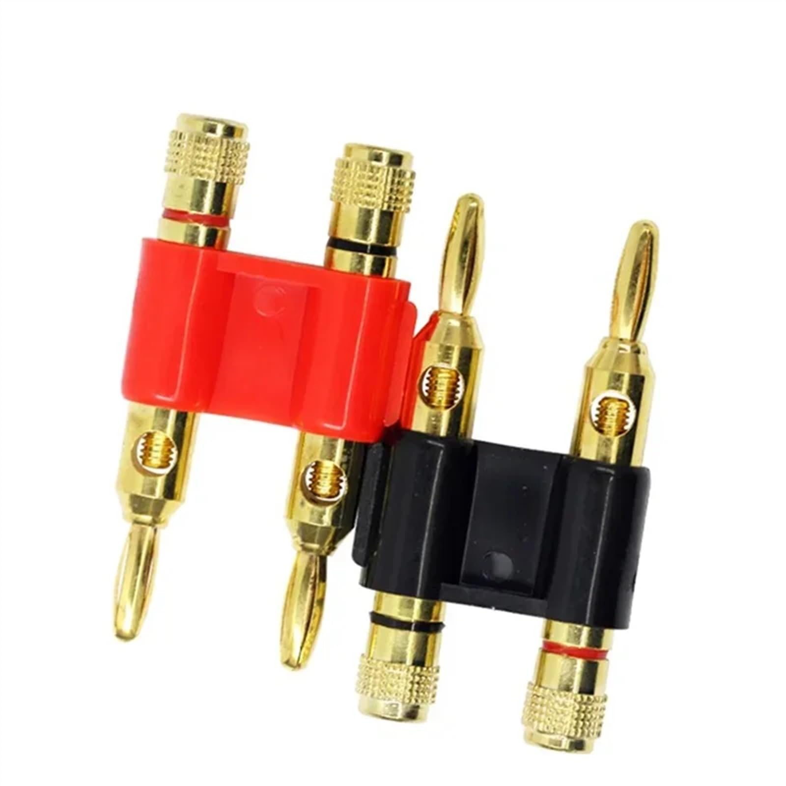 Connecteur de fiche Banane à Double rangée de 4mm, 8 pièces, Adaptateur de Prise de Haut-Parleur plaqué Or, Prise croisée à Deux Positions(8Pcs Mixed)