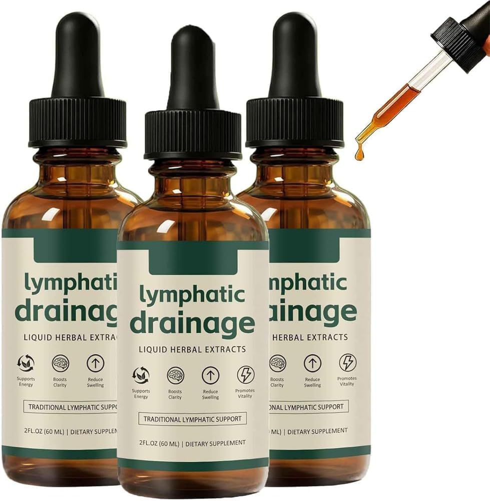 Lot de 3 gouttes de drainage lymphatique pour lymphorie, gouttes de bien-être lymphatique, soutien du système lymphatique, rapide et efficace, mélanges naturels à base de plantes, convient aux femmes