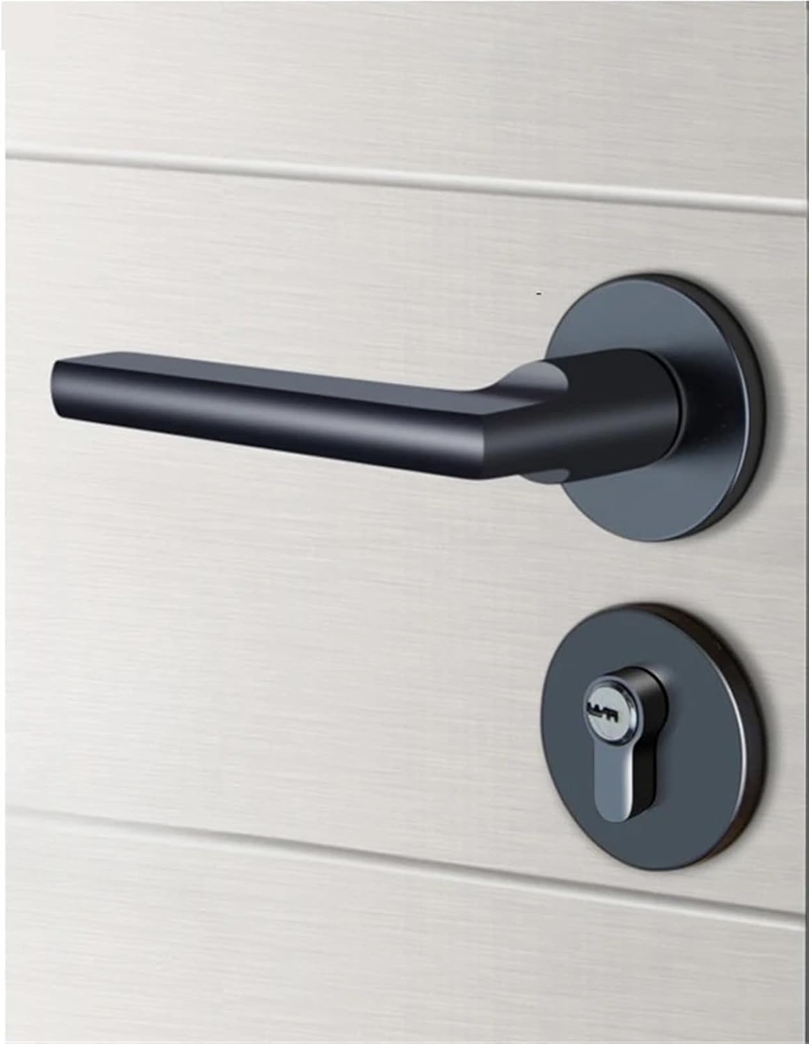 Indoor Silent Door Black Lock Handle Split Hardware Accessories with Key 1Pcs(2)