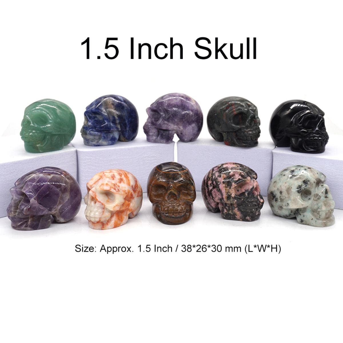 10PCS / Set Mix Natursteine Tier Statue Heilung Kristall Pflanze Figur Edelstein geschnitzt Engel Handwerk Dekor Großhandel Lot-Pendel 36 MM