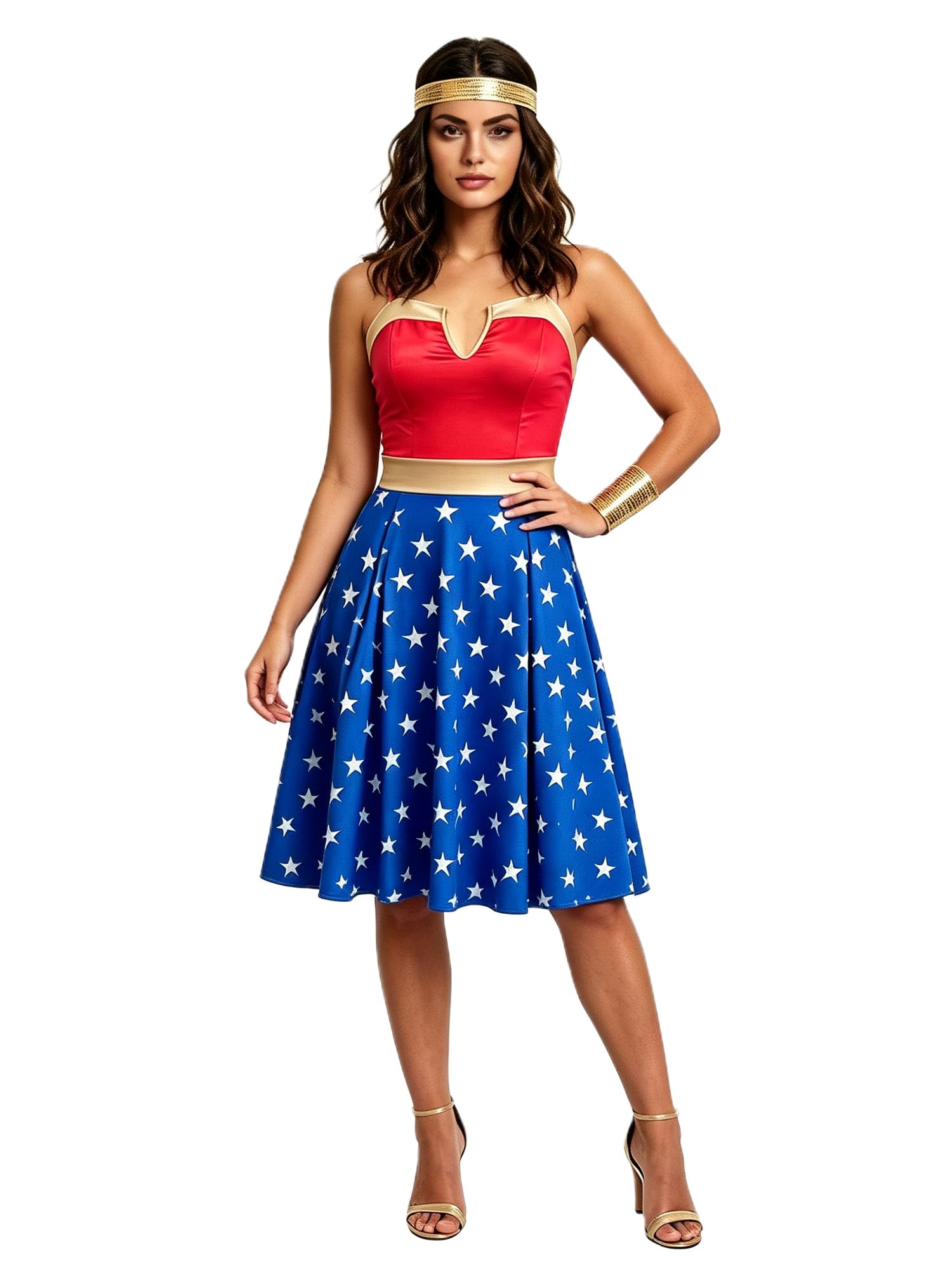 Lshyuehao Women's Wonder Costume Halloween Cosplay Costume Dress Up Outfit (F-Blue, XL) โ image 1