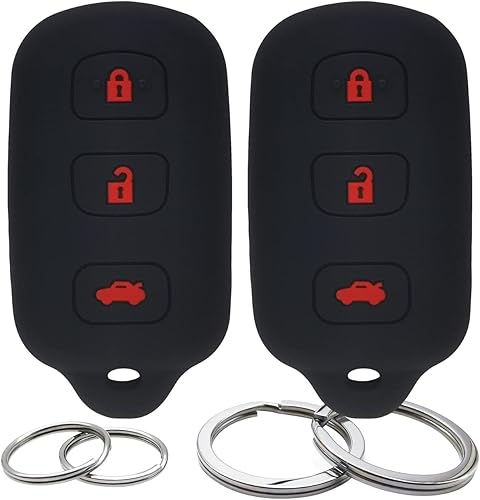2 piezas de funda protectora de llave de silicona con 4 botones para mando a distancia sin llave, compatible con Toyota Corolla Camry Avalon 4Runner
