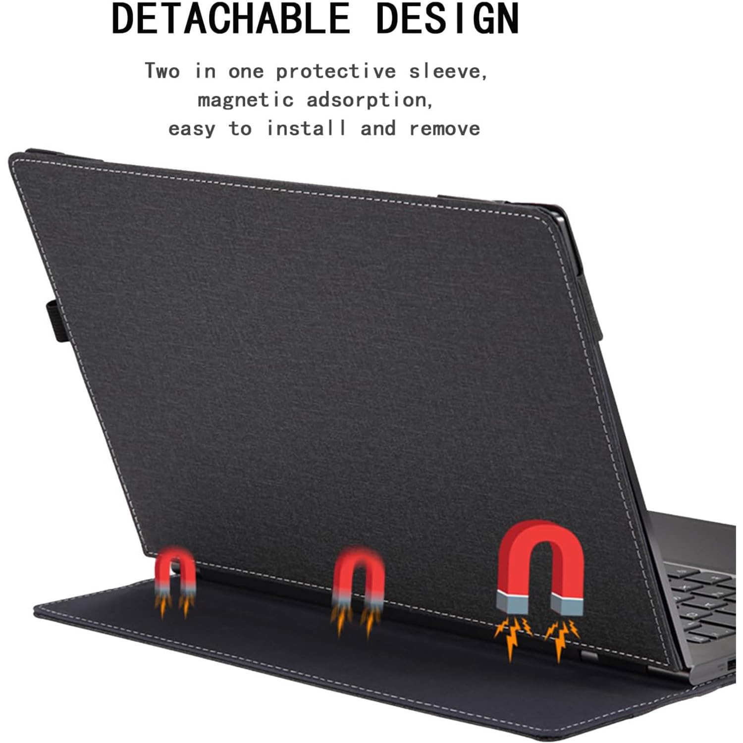Custodia per laptop 2023 per Lenovo IdeaPad Flex 5 14ALC7 14IAU7 14IRU8 14ABR8 14ABR8 custodia protettiva 2 in 1 in pelle PU con portapenne e foro per la dissipazione del calore (grigio scuro)