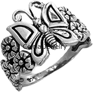 Pure 925 Sterling Silver Plumeria Butterfly Ring, Flower Ring, Floral Ring, Boho Bohemian Ring, Amazing Ring, Minimalist Ring, Metaphysical Mothers Day Ring