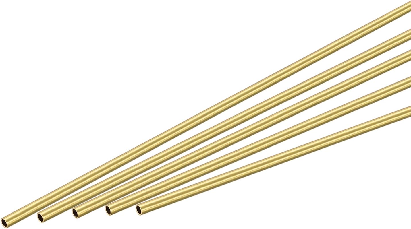 Brass Round Tube 1.5mm OD 0.25mm Wall Thickness 300mm Length Pipe Tubing 5 Pcs