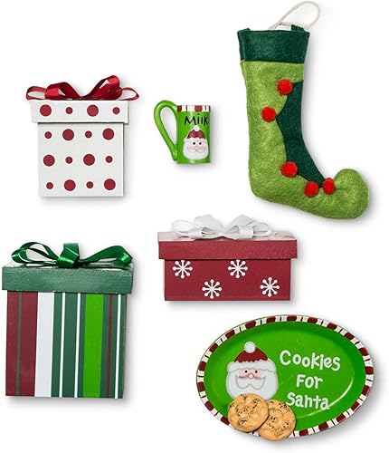 THE QUEEN'S TREASURES Accesorios para muñecas de 18 pulgadas, el juego de Navidad incluye 3 cajas de regalo, medias, platos, tazas y galletas para