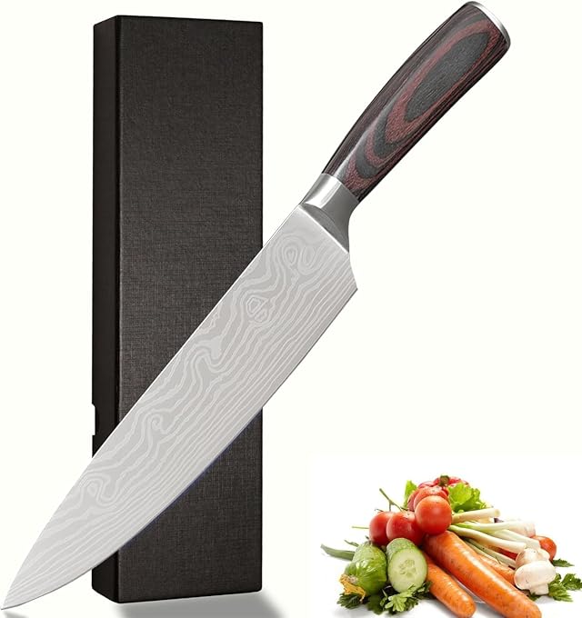 8 Inch Chef Knife- Professional Ultra Sharp Kitchen Knife Made of High-Carbon Stainless Steel 3Cr13 with Ergonomic Handle