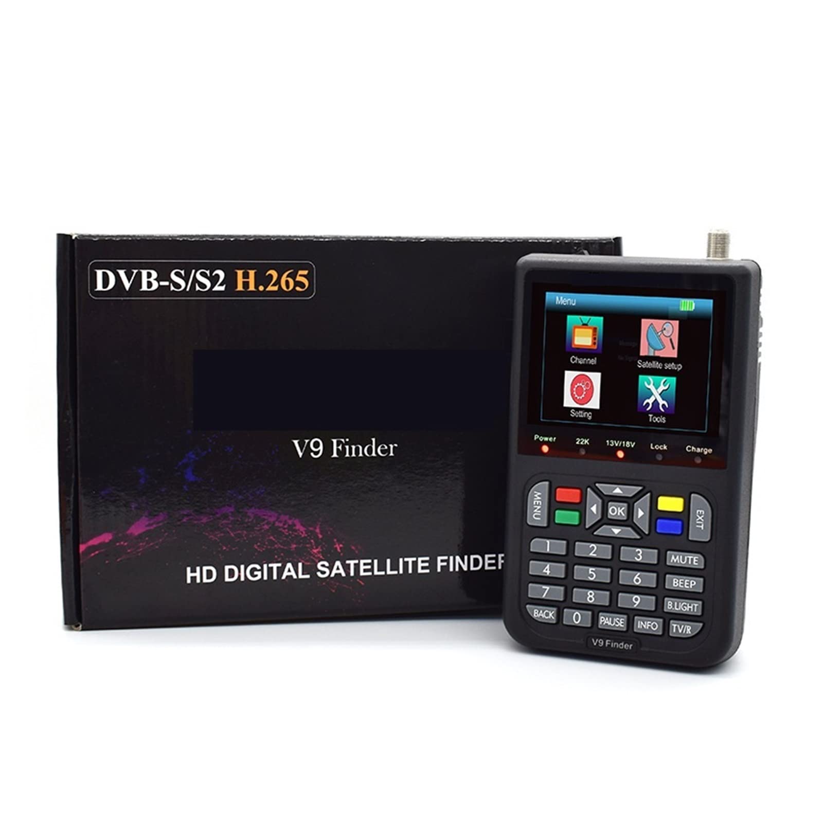 V9 Finder HD Satellite DVB S2 Digital H.265 Full 1080P Built-in 3000mAh Batteria FTA Decodificatore del ricevitore(Noir)