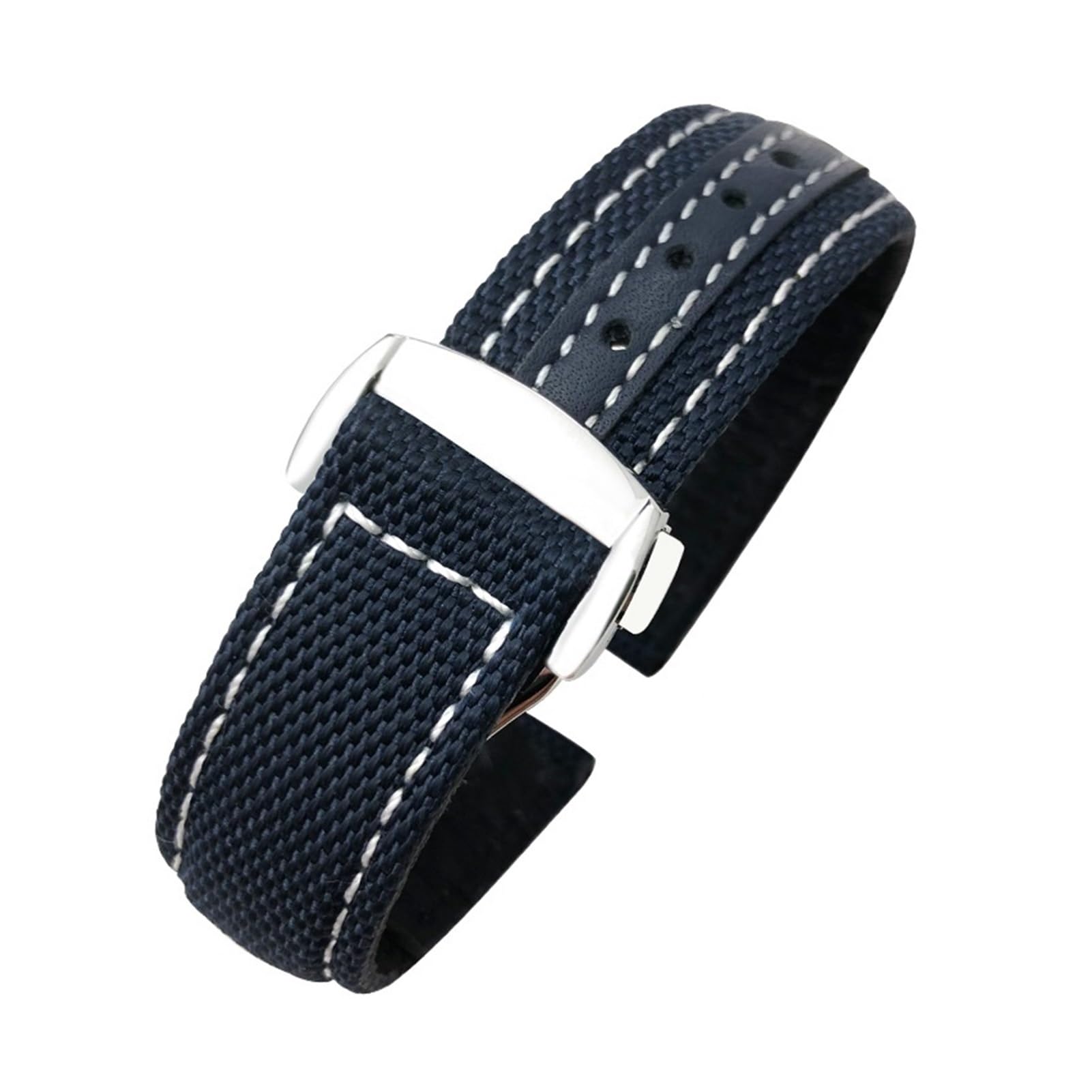 Sangle de montre nylon 22mm compatible Seamaster 300 tissu bleu - 5