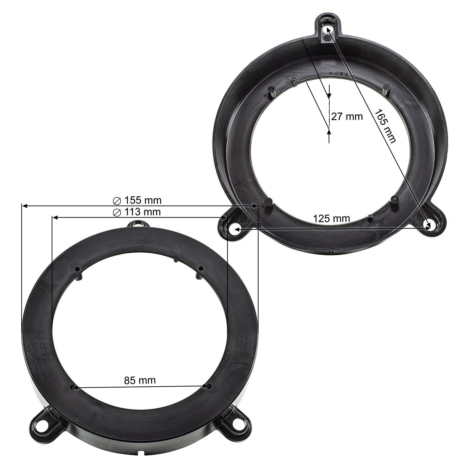 Image secondaire de tomzz Audio 2834-014 Anneaux de Haut-parleurs Adaptateurs Supports compatibles avec Mercedes Classe C W203 Porte arrière pour Ha