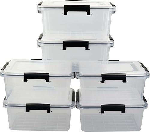 Miniatura 7 de Morcte Paquete de 6 cajas de almacenamiento transparentes con tapa de sellado de junta, caja de juntas de plástico de 12 cuartos de galón con cierre