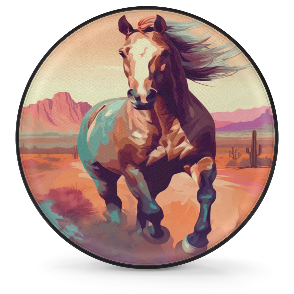 Spare Tire Cover Wild Horses Wheel Covers Protectors Waterproof Dust-Proof Universal Fit Trailer, RV, SUV and Many Vehicle 17 Inch
