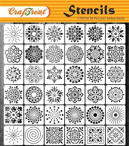 CrafTreat Herbruikbare 36-delige mandala-sjablonen voor houtsnijden, knutselen en decoratie