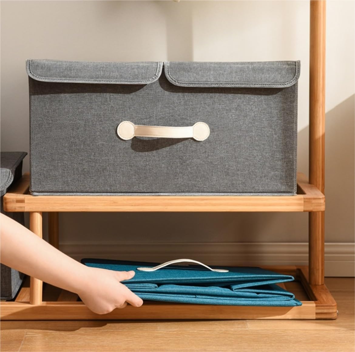 Toy Storage Organiser,Foldable Toy Box Chest with Lid Toy Storage Organizer Cloth Toy Organizers Bin for Playroom Office Living Room Storage Shelves Book Storage (B 26.5 * 20 * 16cm)