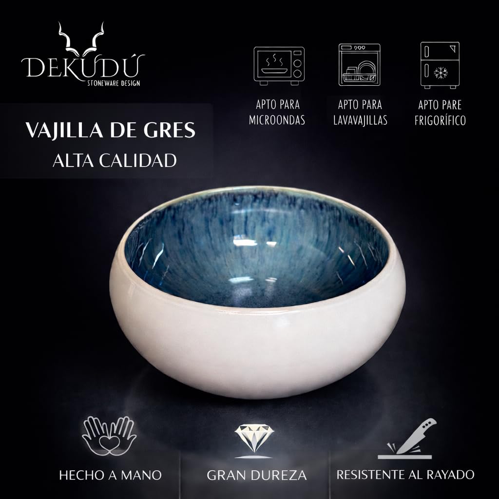 Cuencos Sopa Bol Ramen Cuencos aperitivos Bowl Ceramica Tazones Desayuno Platos Vajilla Gres de Calidad - Fabricados a Mano - 4 Piezas 15,5cm -Gran Dureza Aptos Lavavajillas Microondas, Color Blanco