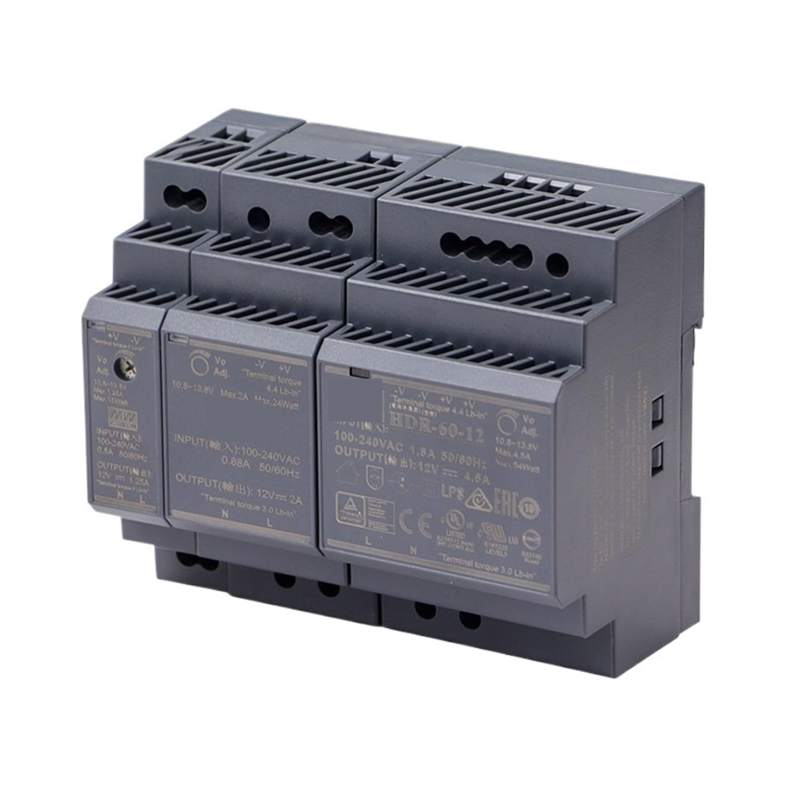 Alimentation compacte rail DIN HDR-60 15V à faible consommation