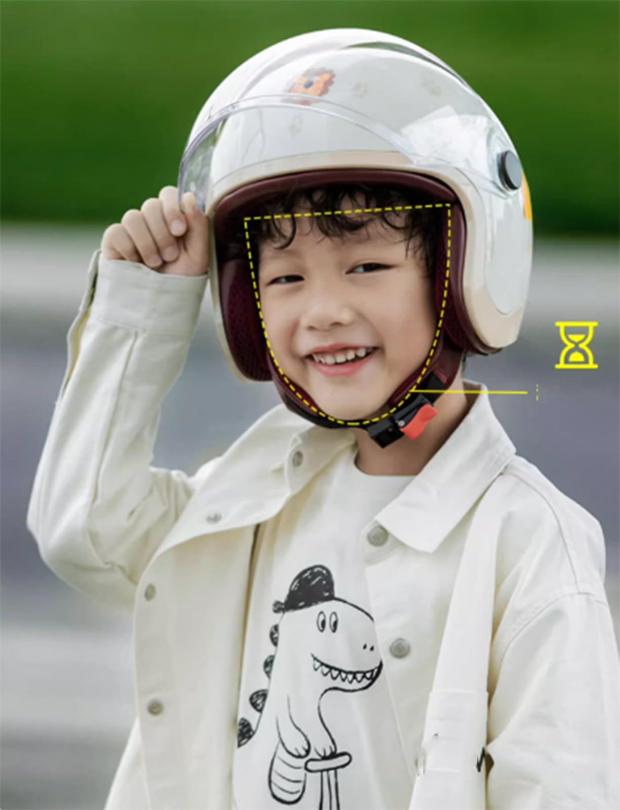 Casco De Moto De Dibujos Animados Para Niños, Bonito Casco Retro De 3/4, Casco Abierto Para Jóvenes, Para Las Cuatro Estaciones, Para Niños 2 A 12 Años Para Niñas Y Niños Con Visera A,M50-55CM
