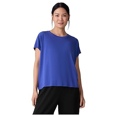Eileen Fisher Fine Stretch Jersey Knit Crew Neck Square Top Women