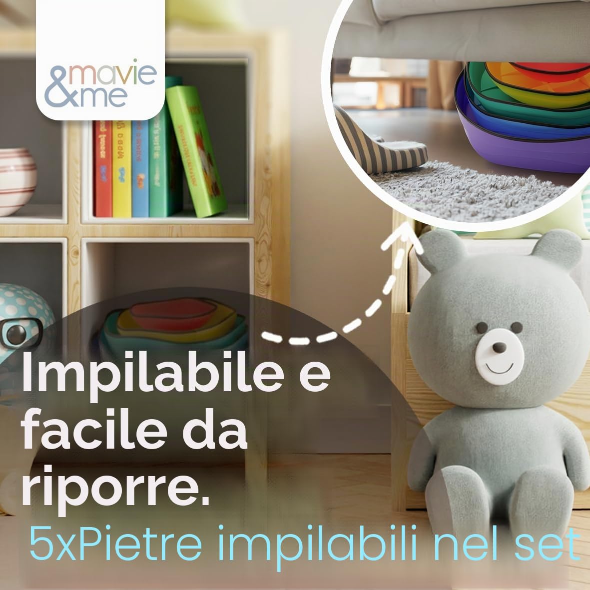 Pietre di bilanciamento per bambini, pietre di equilibrio e pietre impilabili, pietre di fiume stepping stones per il bilanciamento, le capacità motorie, per interni ed esterni