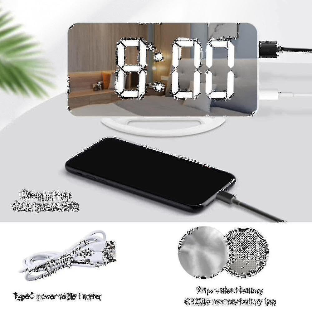 Reloj despertador vibratorio fuerte para adultos sordos durmientes pesados, reloj digital con espejo con agitador de cama F