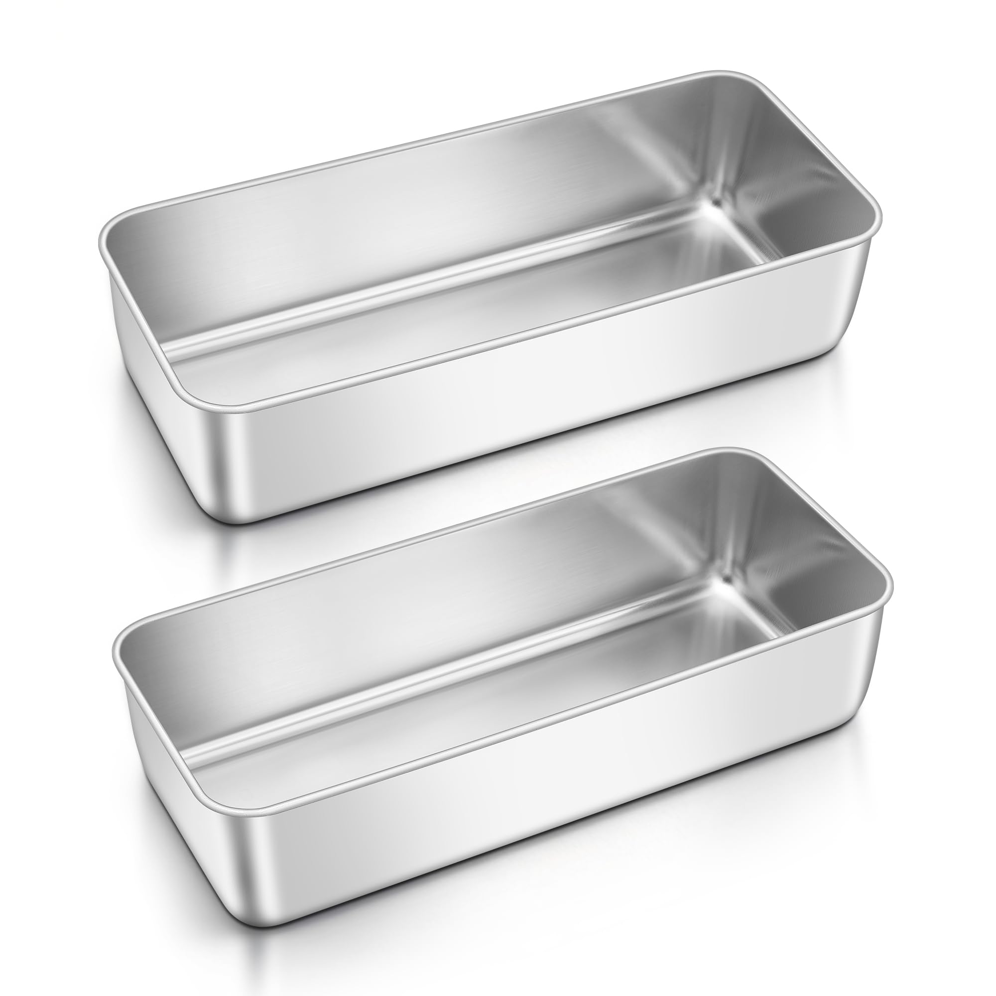 Joyfair Set di 2 teglie per pane in acciaio inox, 1,4 kg, grandi stampi per pane alla banana, torte, lasagne, brownie, atossici e resistenti alla ruggine, adatti al forno e alla lavastoviglie, 31 x 13