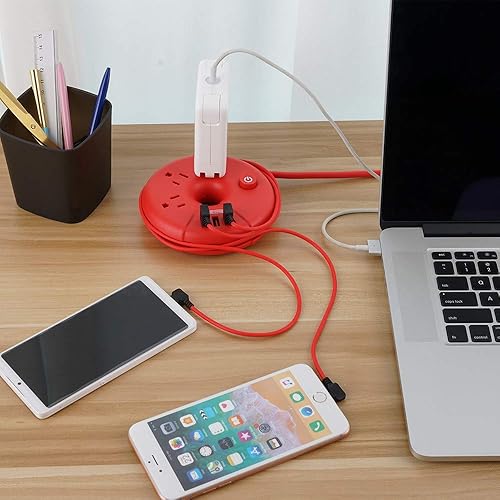 Miniatura 5 de NTONPOWER - Regleta de alimentación de viaje, estación de carga de escritorio con 3 tomas, 3 USB, cable de extensión corto de 3 pies para viajes,