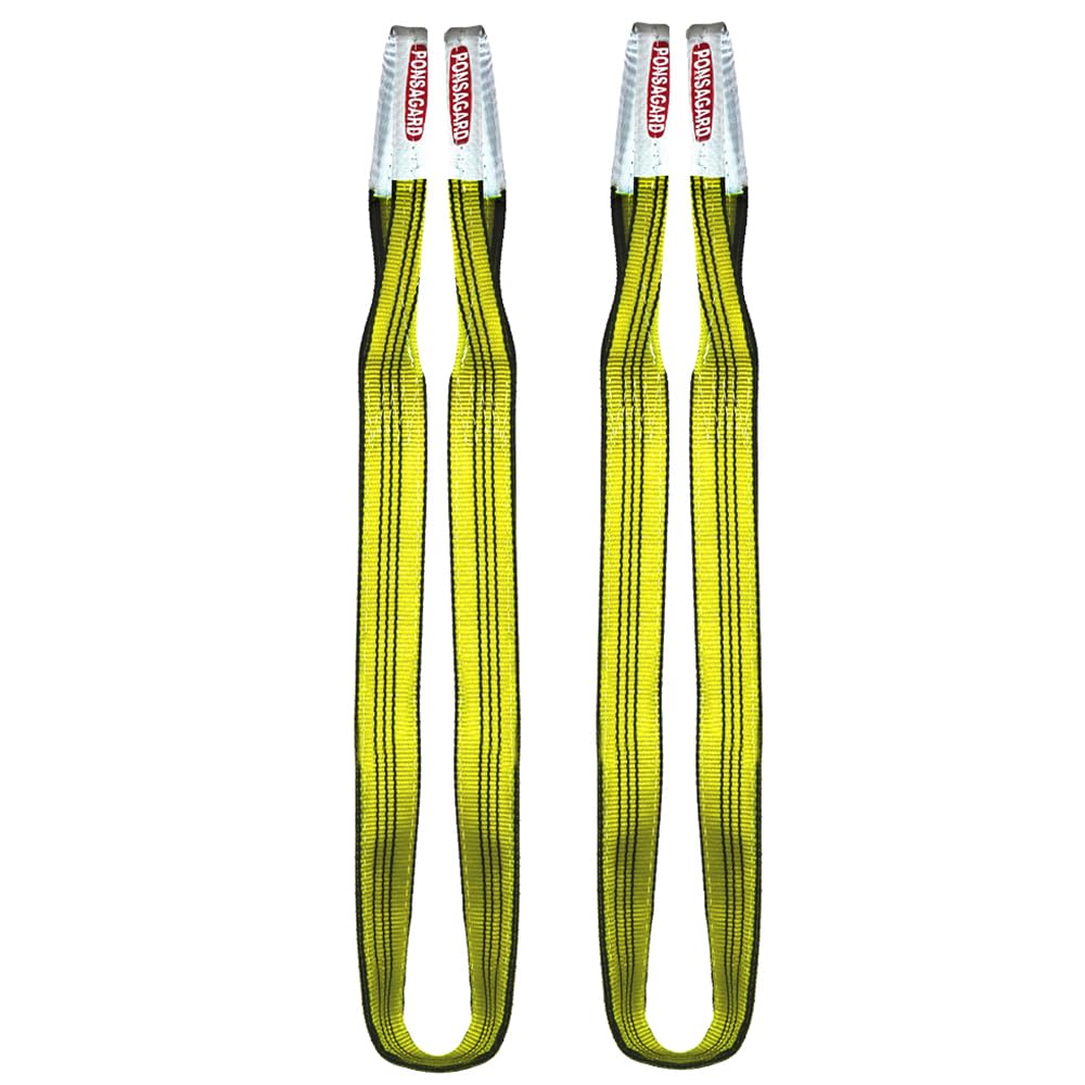 Ponsa 3000 Kg / 3 Ton 3T-3 M. Webbing Lifting Sling Strap – 3 Meters – 90 Mm Width - Heavy Duty Polyester - With Ponsagard Patented Abrasion And Cut Protection System (Pack 2 U.)