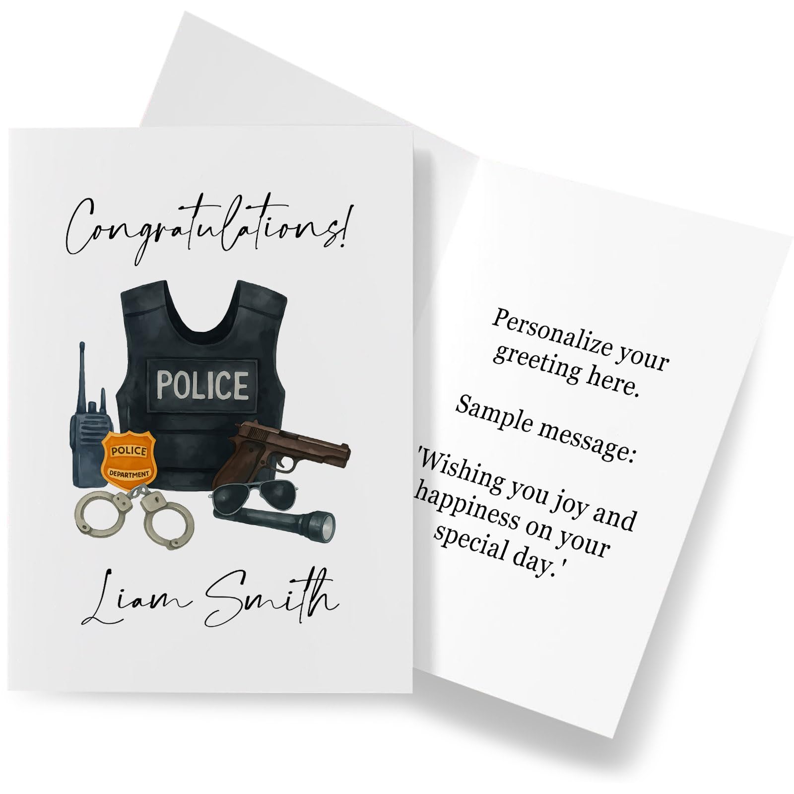 Dear Moments Studio Police Officer Gift Cards, Personalized Graduation Greeting Card for Him, Party Decoration, Custom Printed Card