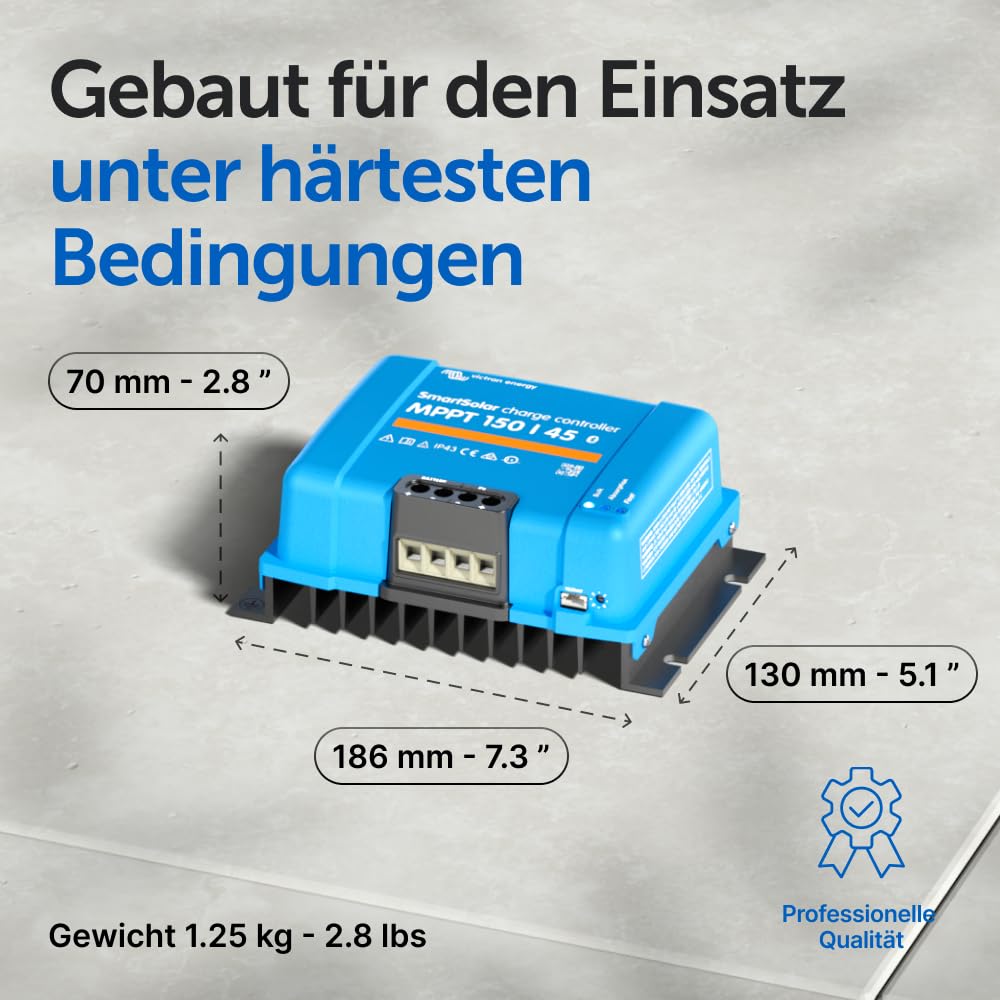 Victron Energy SmartSolar MPPT Laderegler - Solar Laderegler (Bluetooth) - 150V 45 Amp 12/24/36/48-Volt