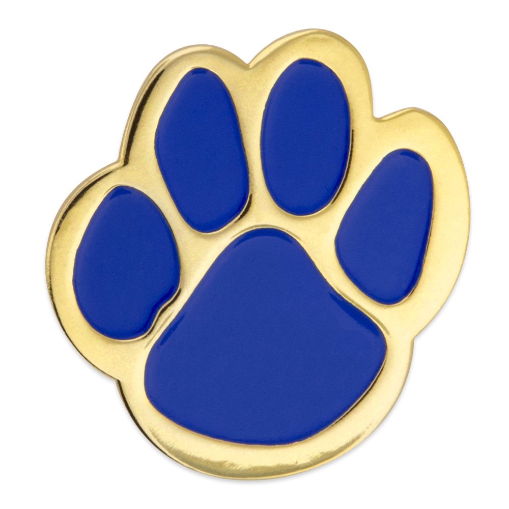 PinMart Paw Print School Mascot Lapel Pin Gold Color Plated/Silver/Copper/Blue