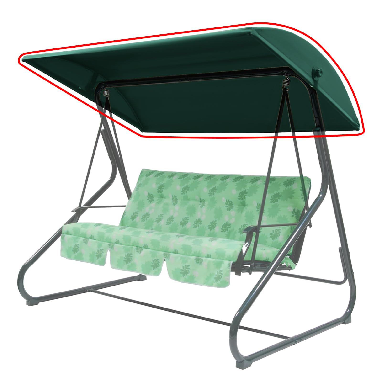 WingFly Replacement B&Q Colorado 3 Seater Garden Swing Hammock Canopy Top Cover Only, For Swing Garden Hammock (Green 204 * 117)