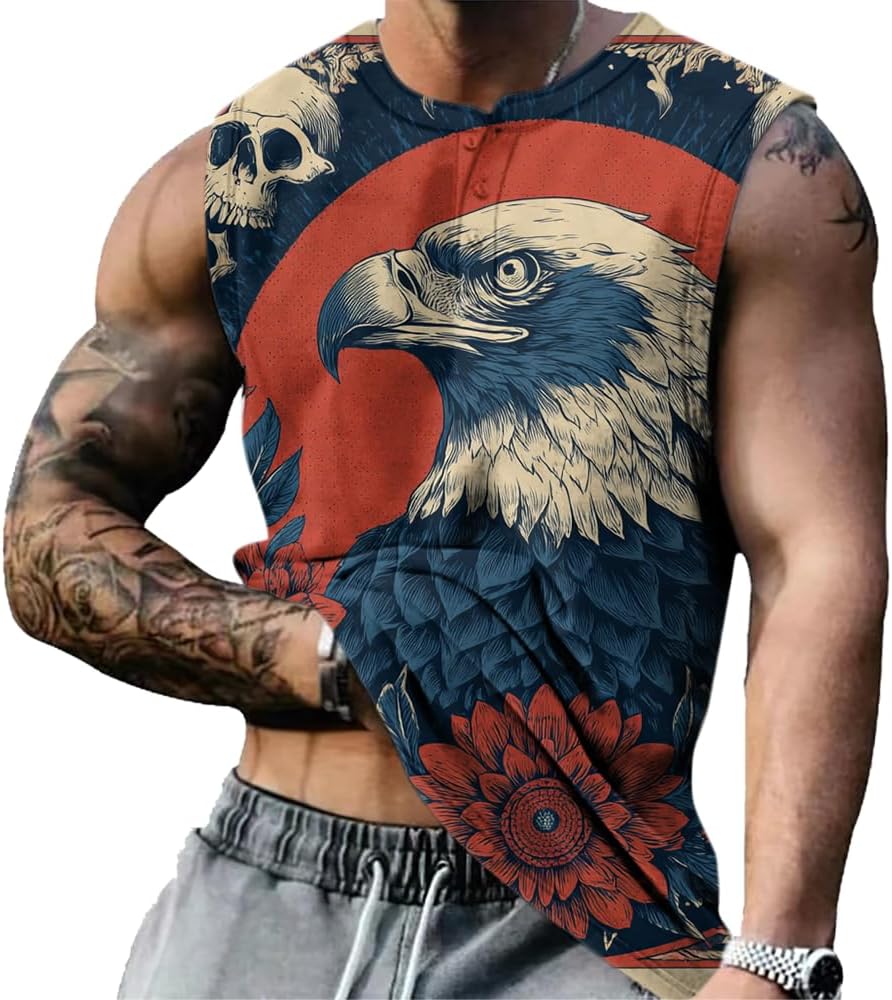 Trendy Tank Tops for Men Sleevless Animal Print Summer T-Shirt Lightweight Casual Quick Dry Gym Workout Muscle Vest