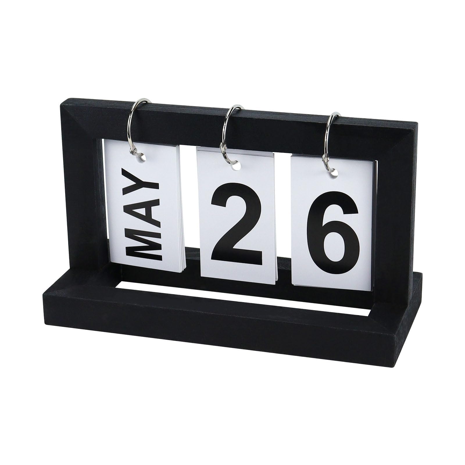 Azonee Wooden Desk Calendar, Perpetual Flip Calendar with Large Display, Reusable Vintage Desktop Calender for Office Desktop Home Decro Ornaments