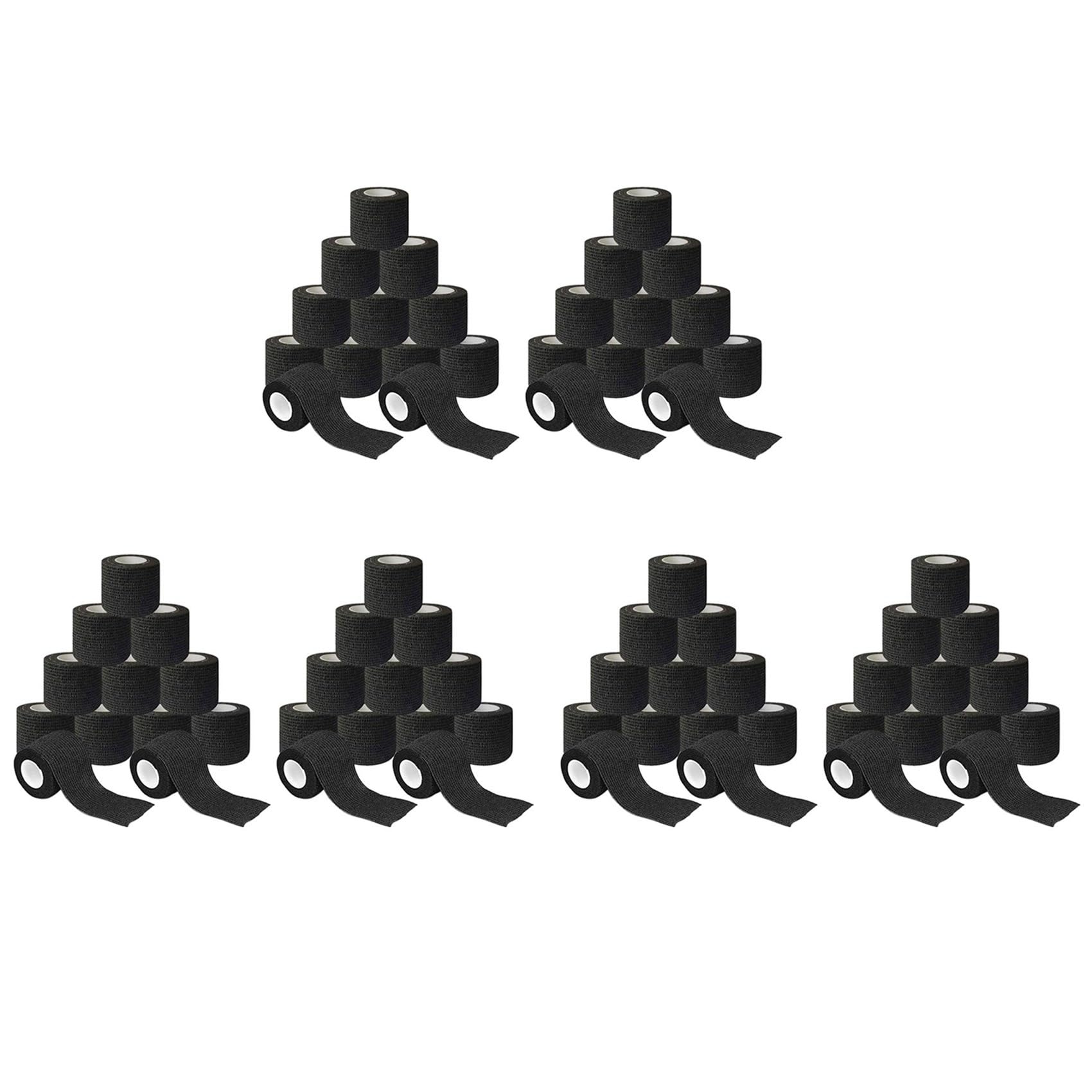 72 Rollos de Vendaje Autoadhesivo No Tejido Cinta para Deportes Al Aire Libre Vendaje para Juntas de Dedos 5Cm X 4.5M Negro