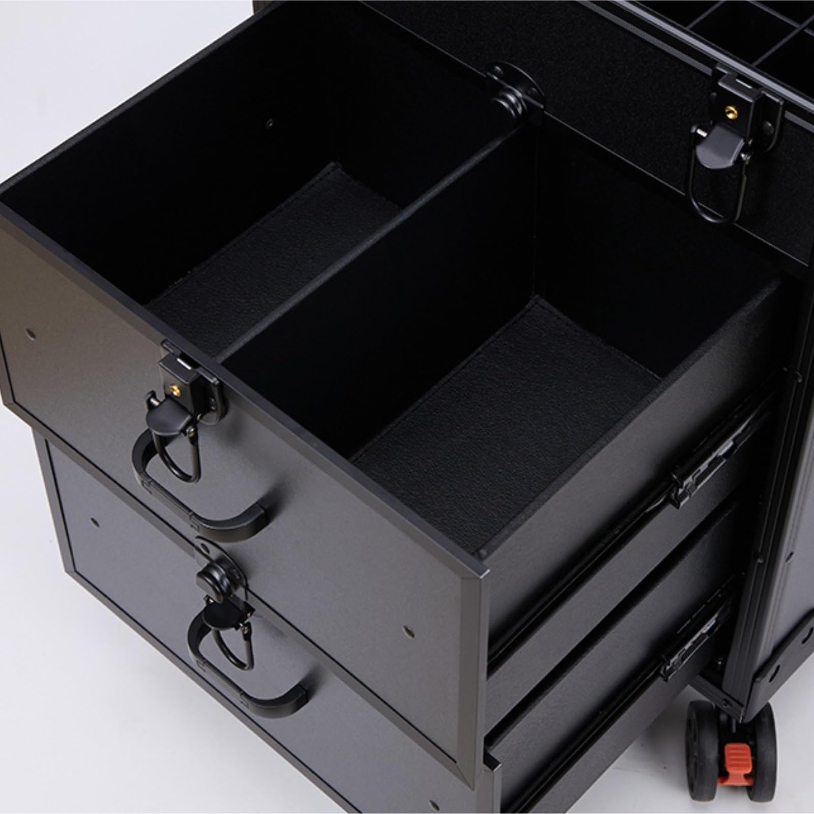 Estética Estuche De Maquillaje con Ruedas Y Cerradura For Salón, Carrito Peluquería, Organizador Viaje, Herramientas Carrito(Black)