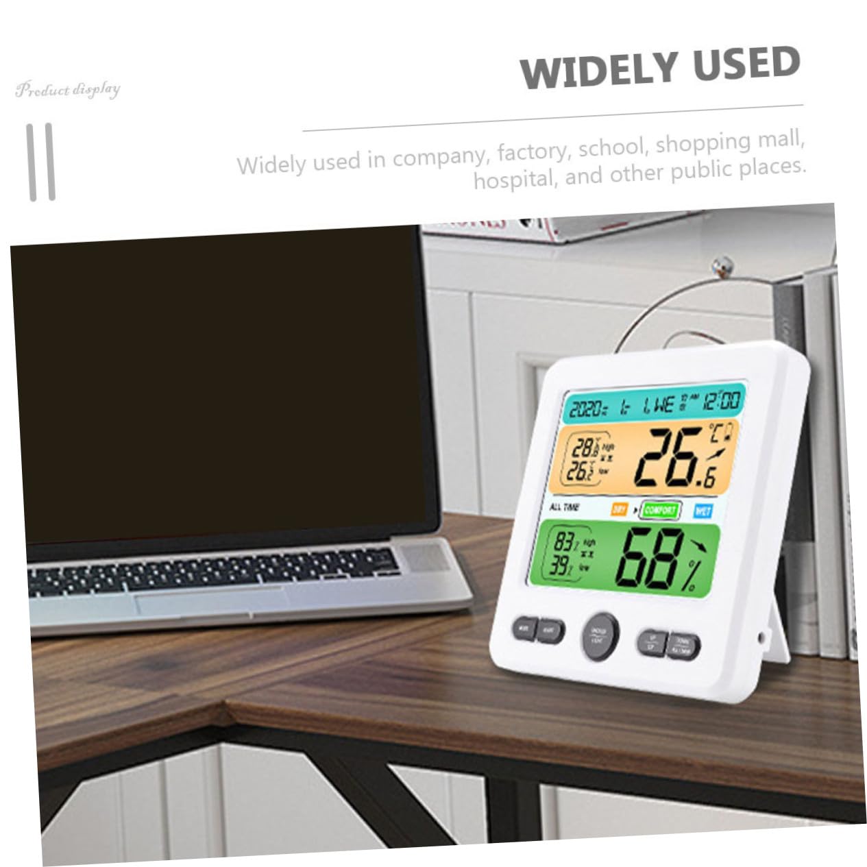 Levemolo Termometro Digitale da Parete Multifunzione con Igrometro Integrato Monitor Temperatura e Umidità per Casa Ufficio Camera e Serra Display e Preciso con Orologio e Calendario