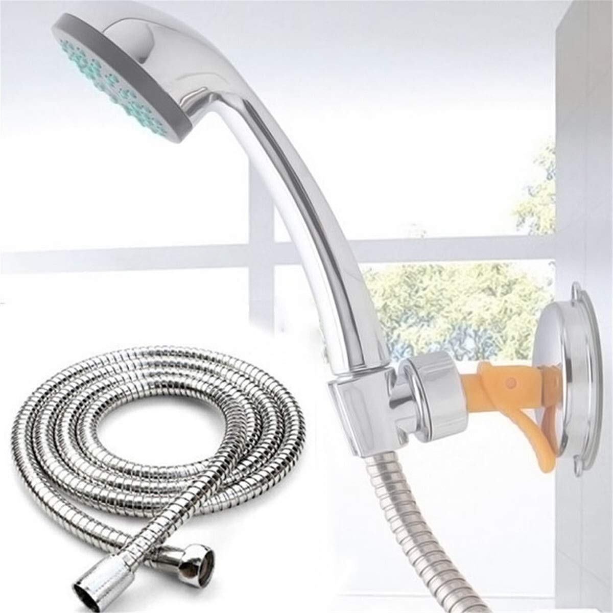 QUNINE Brauseschlauch, 1,5 m, Flexible Brauseschlauchverlängerung, Edelstahl, Chrom, Sanitärschläuche, weiche Rohre, Badezimmer-Heizung, Wasserkopf-Rohrverbinder