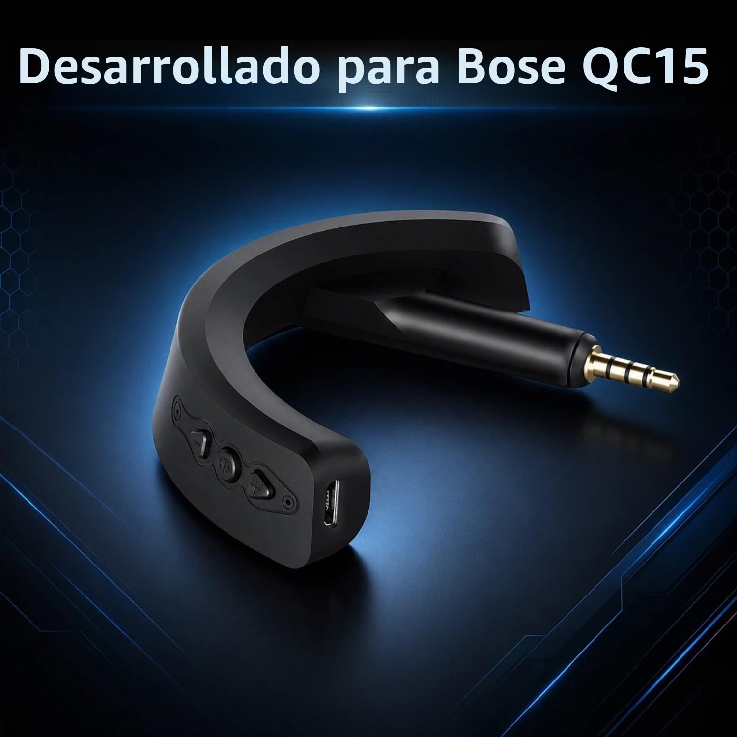 aptX - Adaptador inalámbrico Bluetooth 5.0 para Bose QuietComfort QC 15 y QC 2 con micrófono/control de volumen, color negro