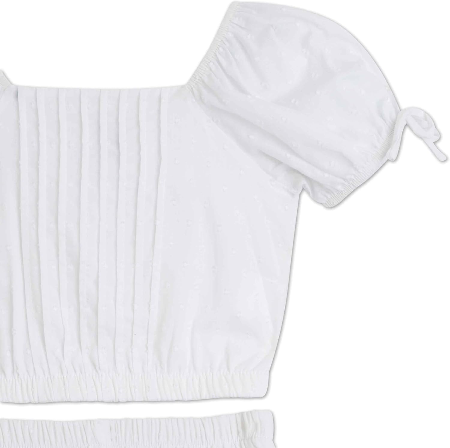 Speechless girls 2-piece Puff Sleeve Pintuck Top With Ruffle Mini Skirt Set