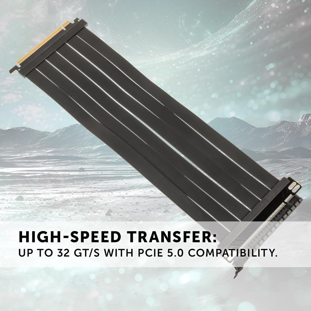 Kolink PCI Express 5.0 x16 auf x16 Riser-Kabel, 180 Grad, schwarz - 30cm
