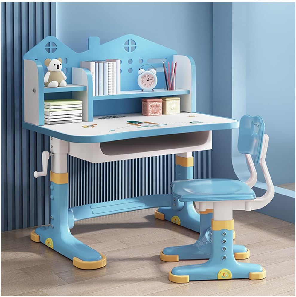 Tuelaly Kinder-Schreibtisch Set - Höhenverstellbar Mit Goldener Abstandshalterung