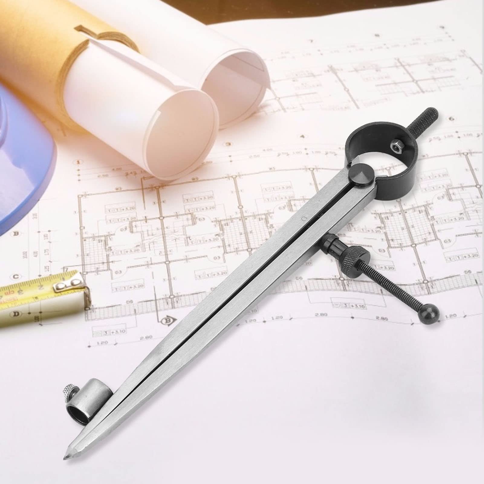 Hyuduo Compás de Dibujo Ajustable 150 mm con Scriber para Línea Divisoria Herramienta de Artesanía de Medición Precisa y Giratoria