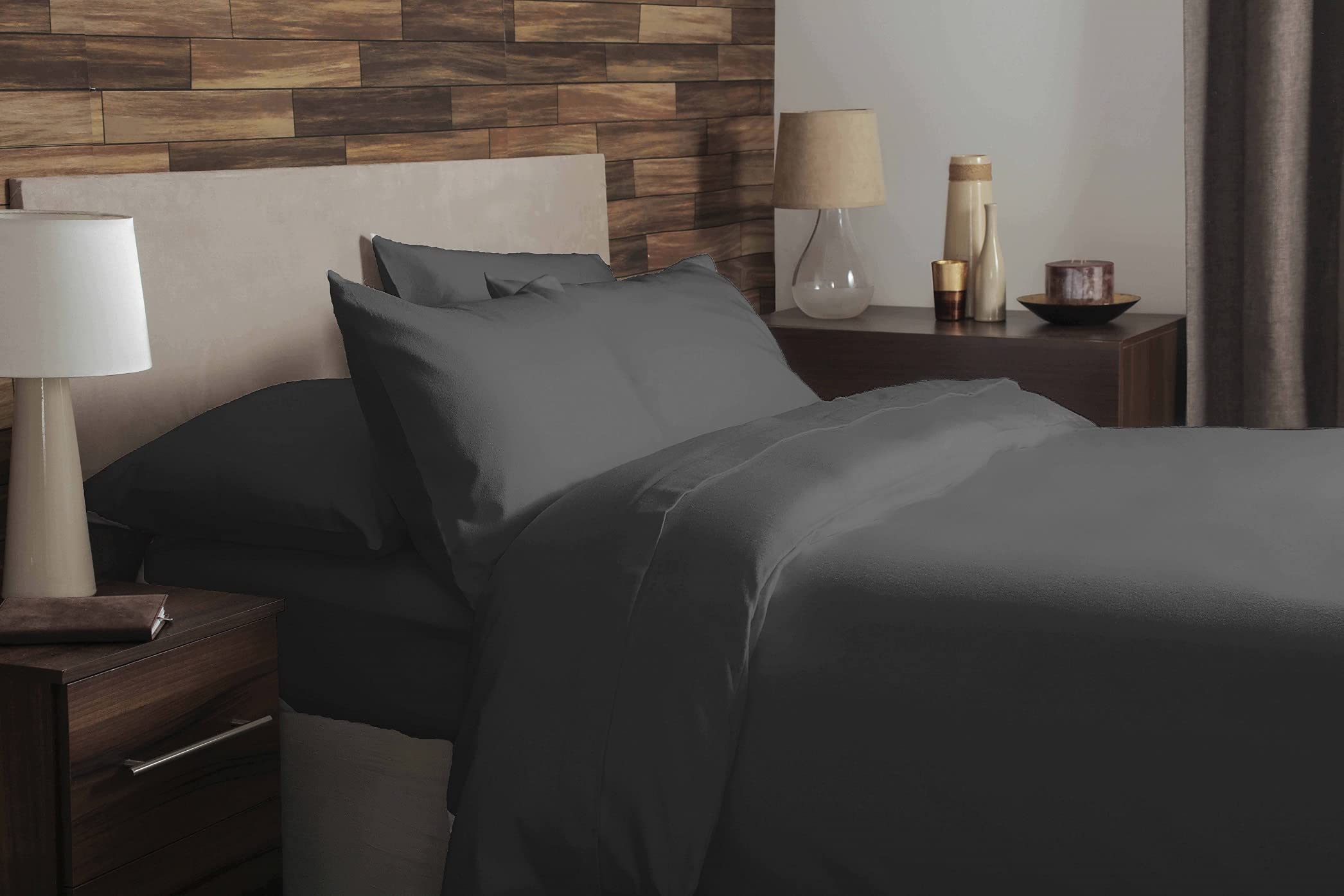 Belledorm Charcoal 100% Brushed Cotton - Duvet Cover (, King)