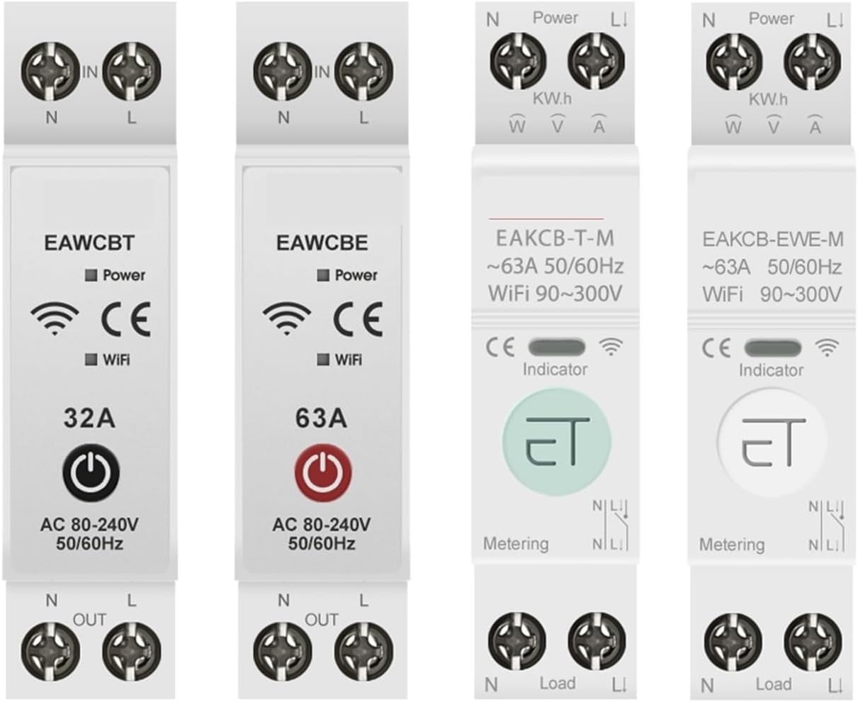 63A 1P+N Smart Switch Circuit Breaker Kwh Meter Monitor Timer Relay MCB Voltage Current Protection(EWeLink Single,63A)