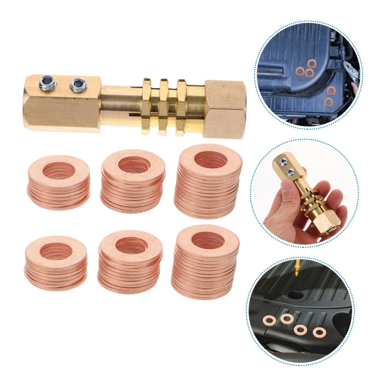 Alipis 200pcs Automotive Dent Repair Washers Assortment Gasket Washers for Oil Sealing Flat Ring Gaskets Puller