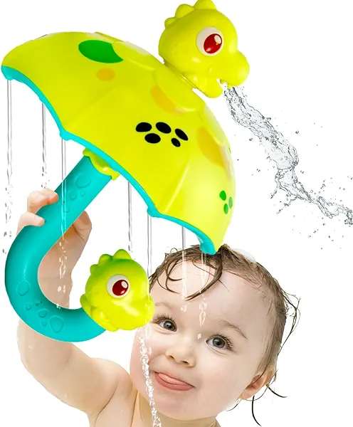 Sizobi Baby Bath Toys, Dinosaur Umbrella Bath Toy Sprinkler for Kids Toddler, Bathtub Spray Toy for Baby, Mold Free Bath Toys 2 3 4 5 6 Year Old Girl Boys Gifts, Bubbles Spinning & Sprinkler Effects