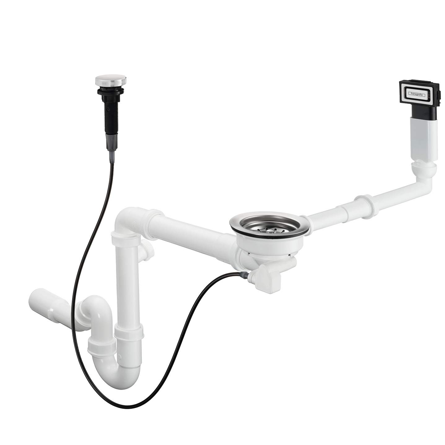 hansgrohe D16-11 Garniture de vidage automatique pour simple cuve granite, chromé, 43937000